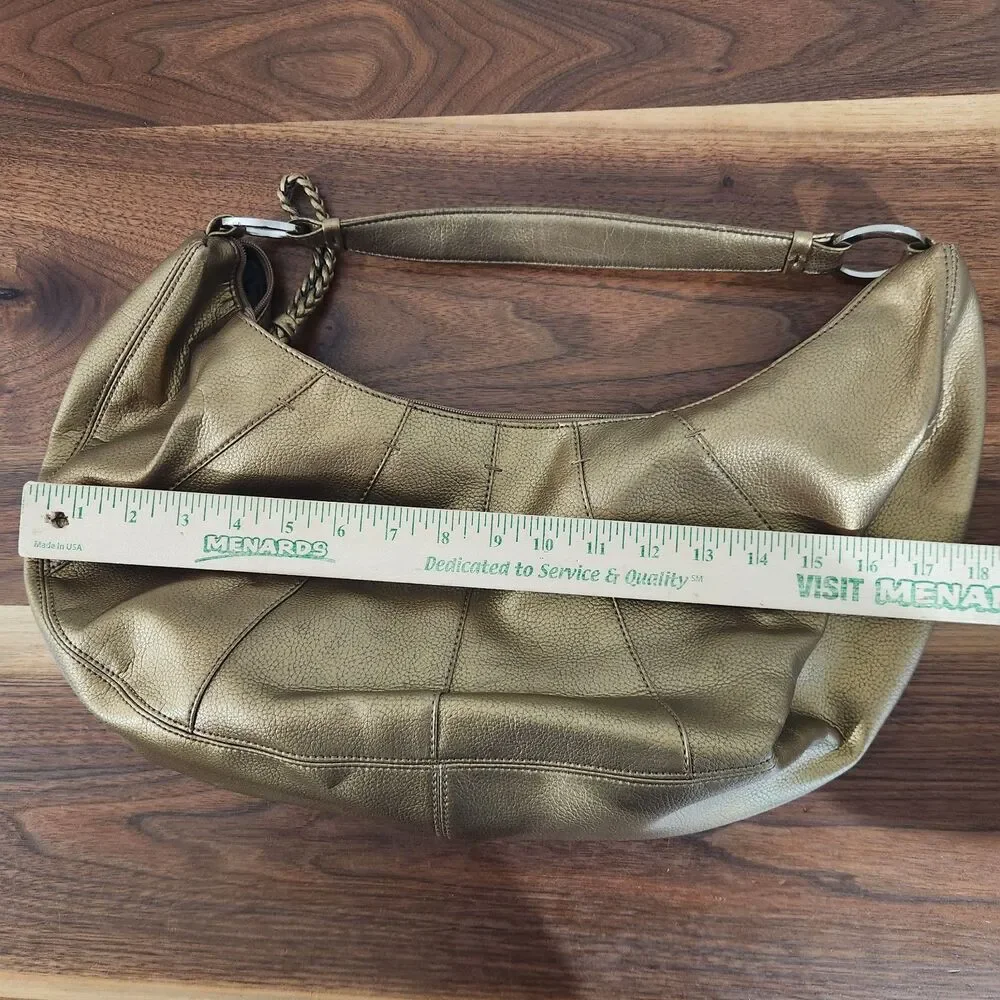 Tommy Hilfiger Y2K Pebbled Leather Hobo Bag Purse Retro Metallic Gold